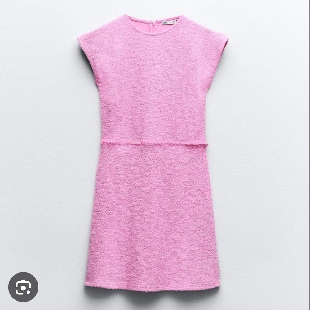 Zara Textured Jacquard Dress in Pink